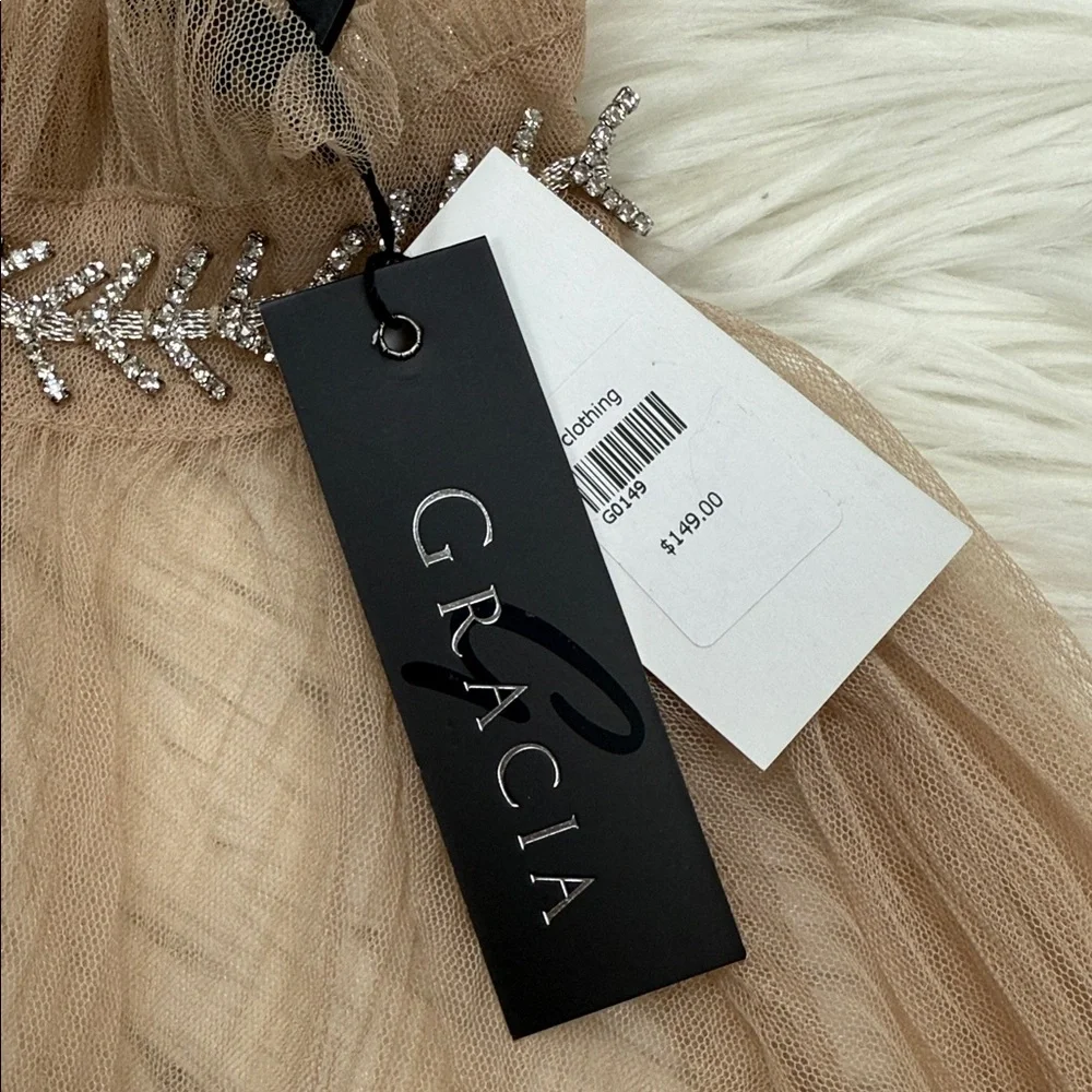 Gracia Beige Sheer Long Sleeve Top - Picture 2 of 6